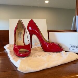 Jimmy choo patent red leather